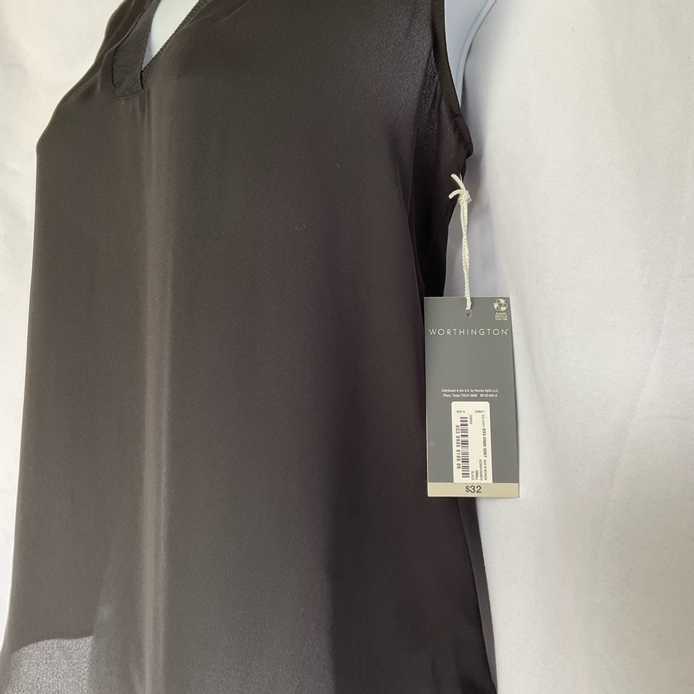 Classic Worthington Sheer Black Blouse - Small - Elegance New With Tags‎
